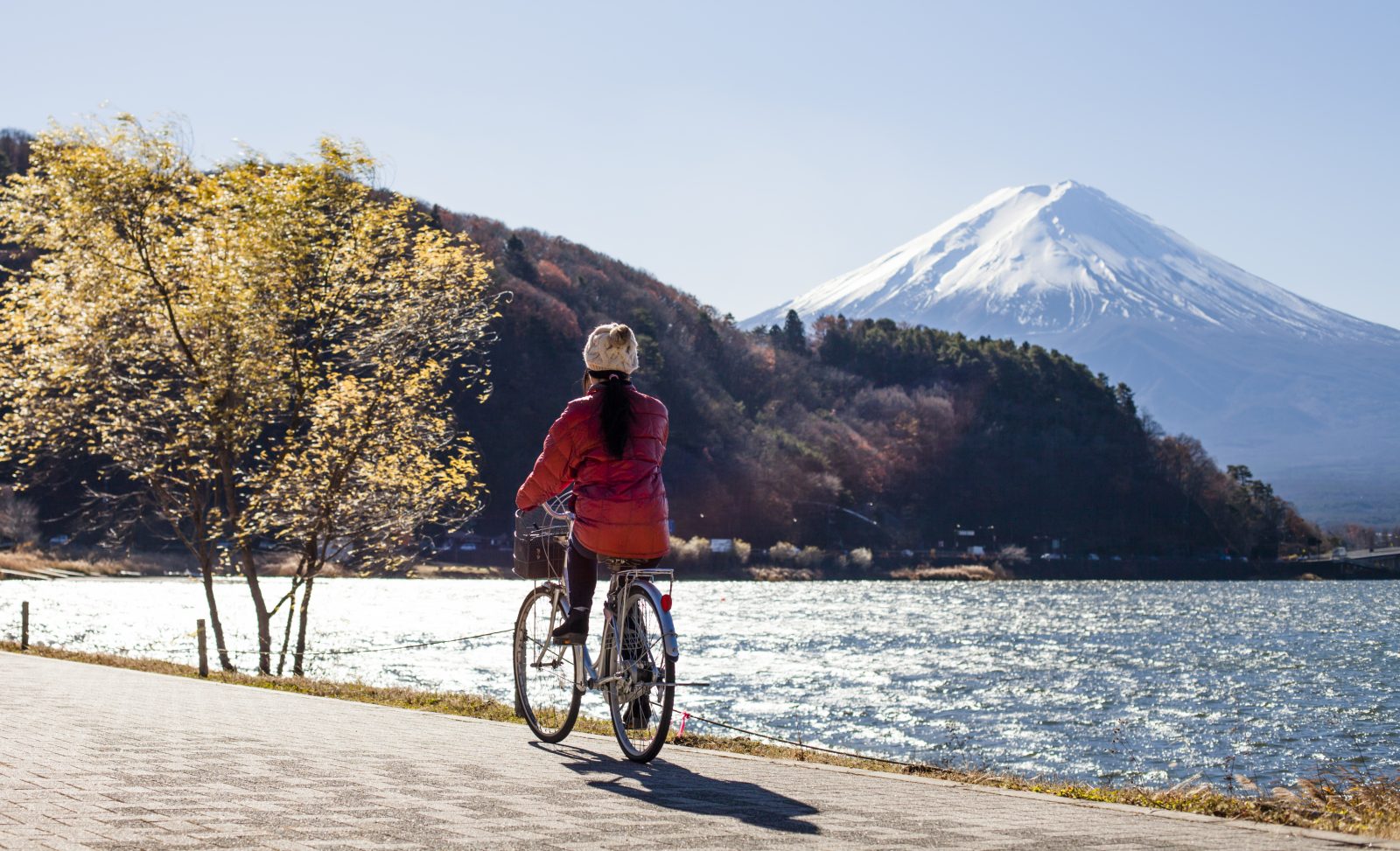 Louer un vélo pour faire le tour du Lac Kawaguchi au pied du Mont Fuji