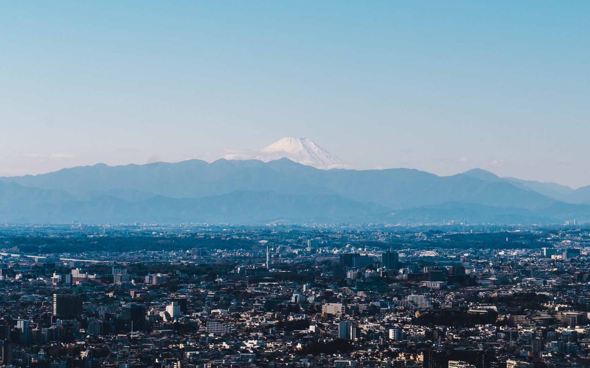 Vue sur le mont Fuji depuis Shibuya Sky à Tokyo